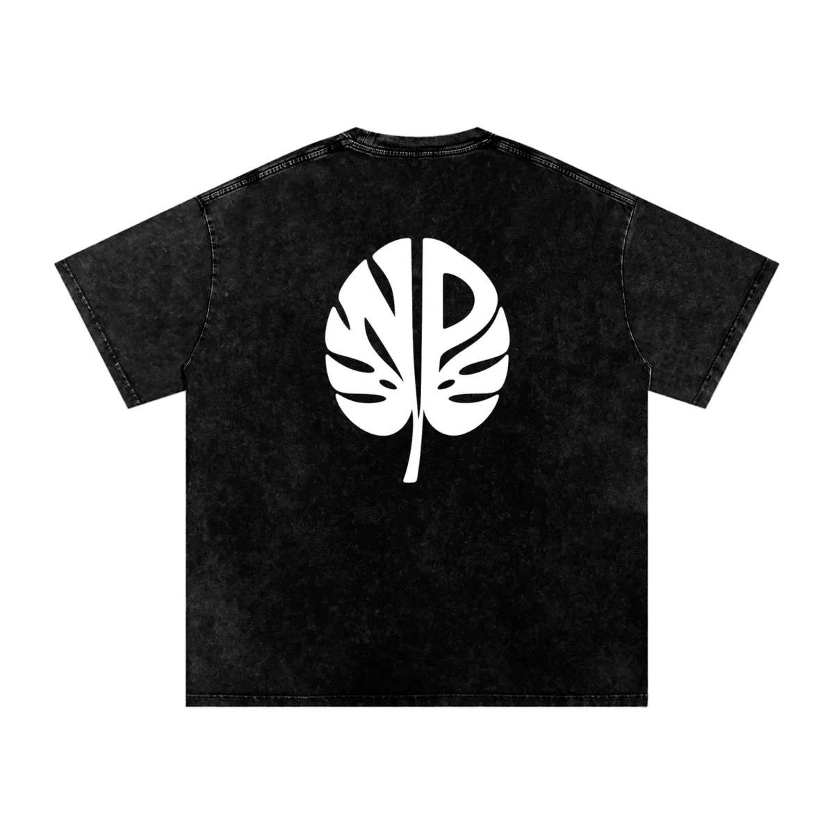 Black washed Natural Progression T-shirt, back view