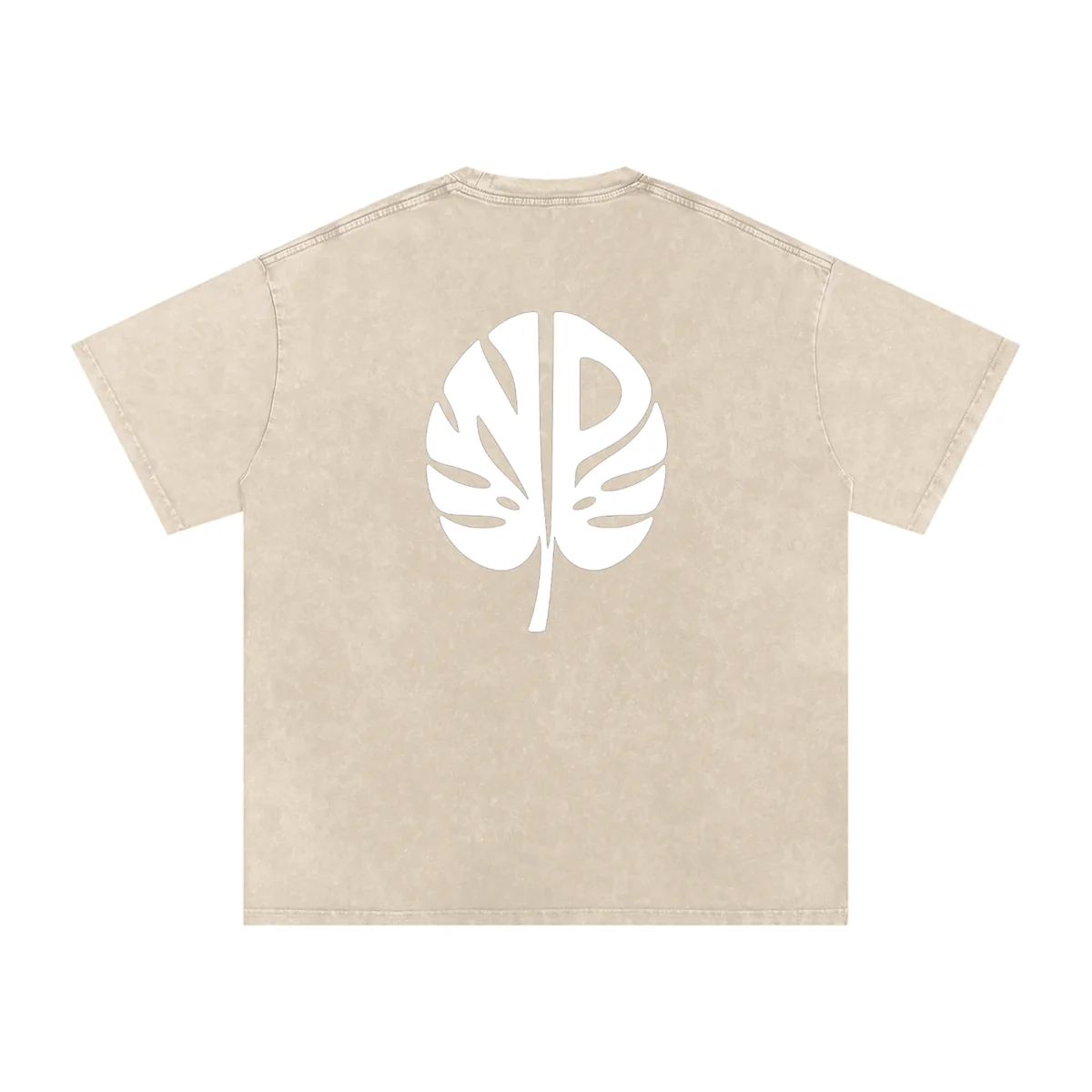 Cream washed Natural Progression T-shirt, back view