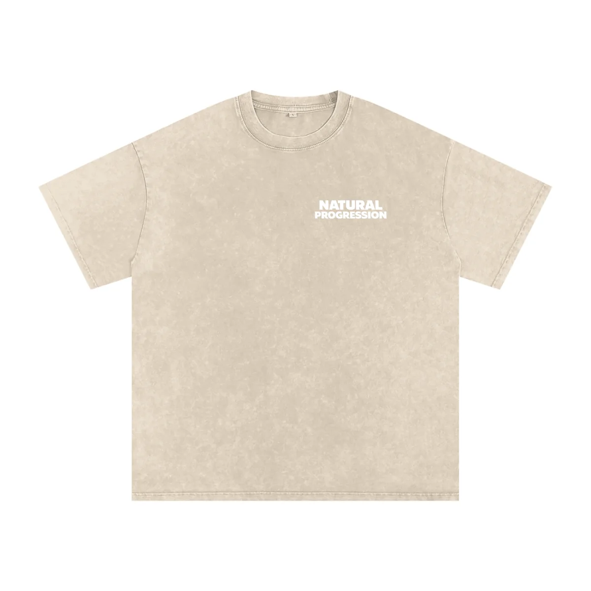 Cream washed Natural Progression T-shirt, front view
