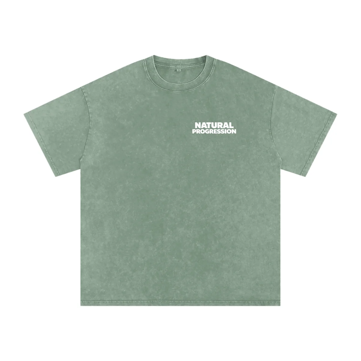 Sage washed Natural Progression T-shirt, front view